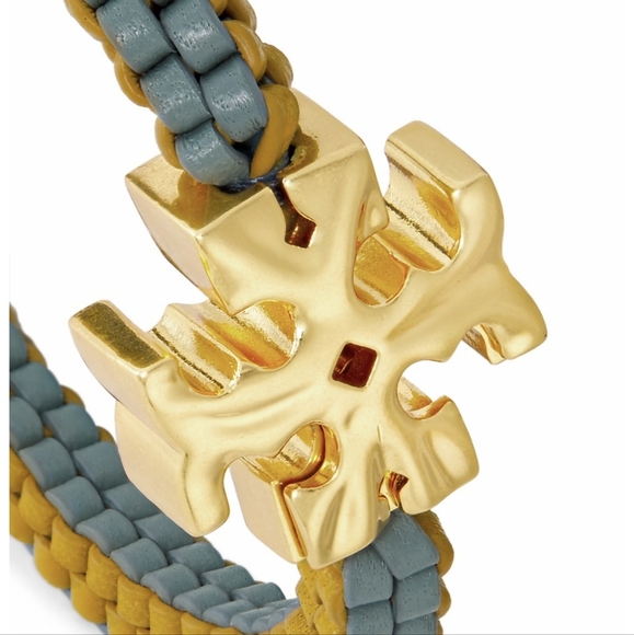 Tory Burch Roxanne Leather Woven Bracelet + Dust Bag + Gift Box Nwt ❤ - Picture 5 of 6